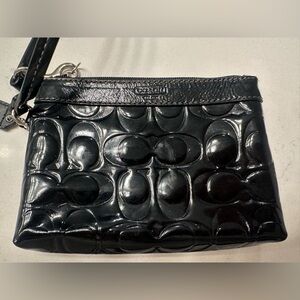 Coach Glossy Black Embossed Clutch